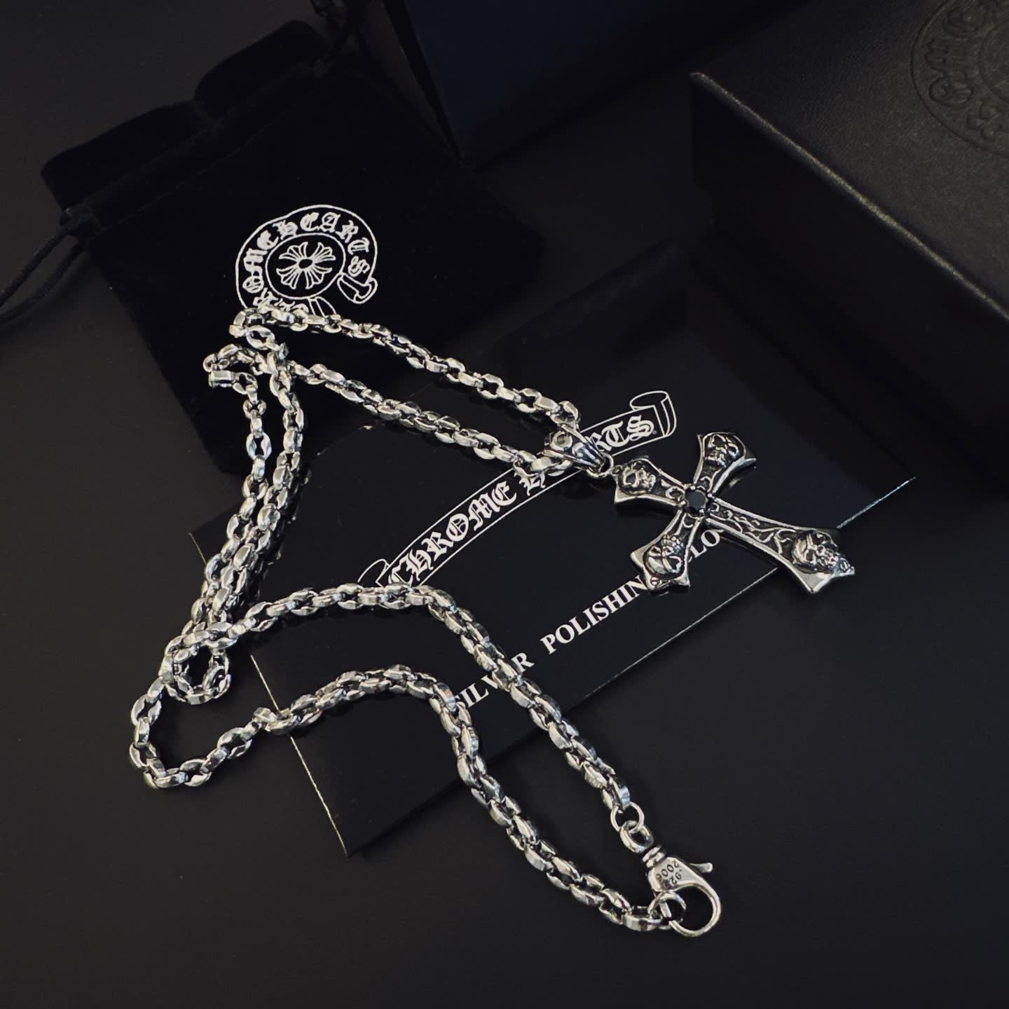 Chrome Hearts Silver Cross Pendant Necklace